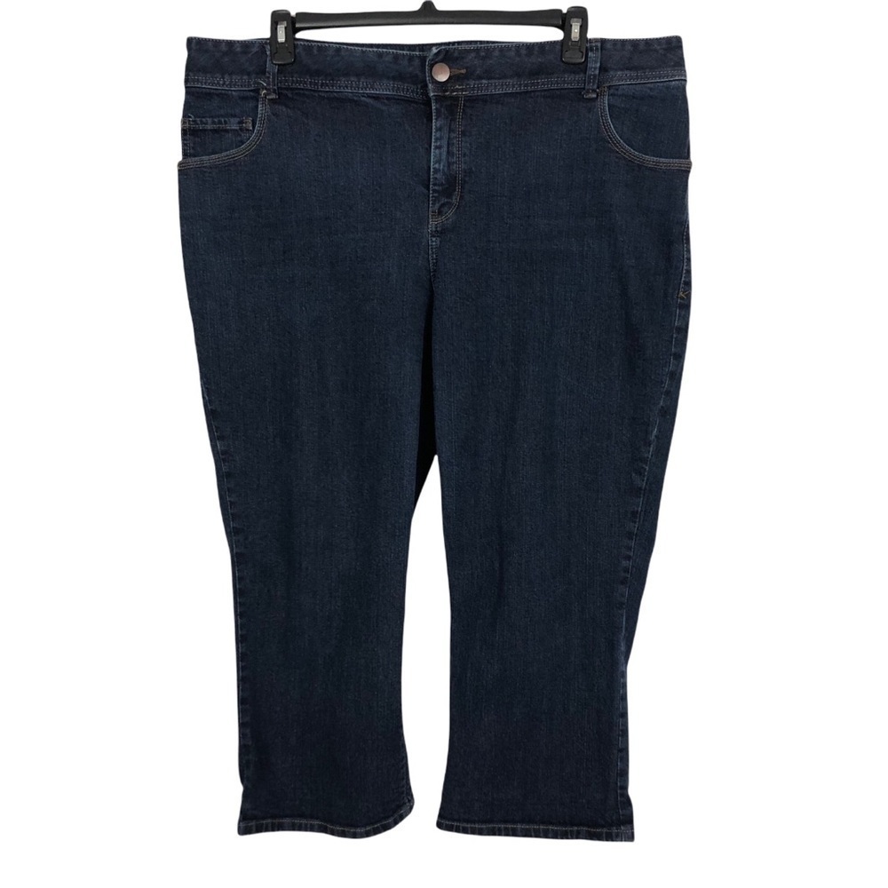 LANE BRYANT Women’s Cropped Blue Jeans Size 24 Dark Wash Stretch Pockets